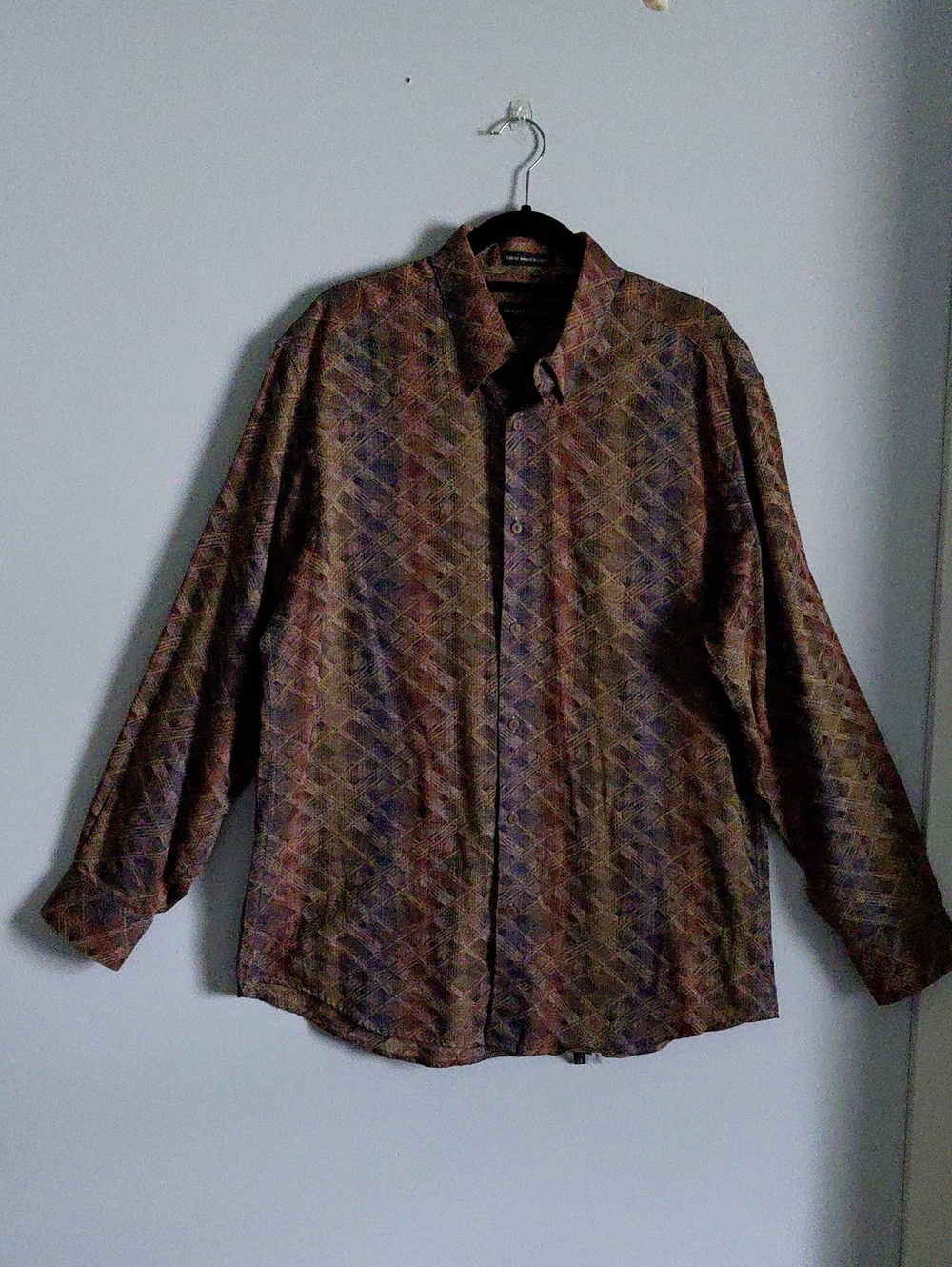 Vintage Jhane Barnes Geometroc Colorful Woven In Japan Button Down Shirt Large